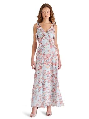 Steve Madden Floral Ruffle V-Neck Maxi Dress - XS